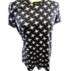 Liz Claiborne size medium top blouse black and white print cap sleeve